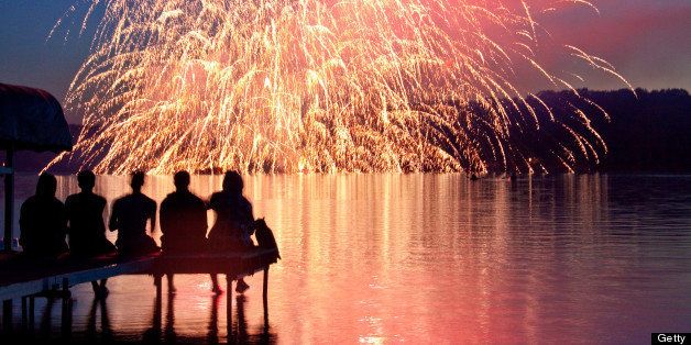 The Annual 4th of July Fireworks show at North lake, Michigan. 