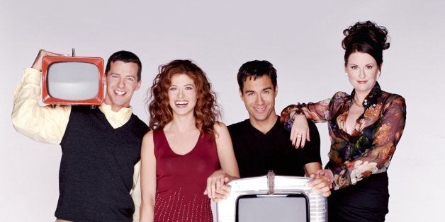 WILL & GRACE -- Season 3 -- Pictured: (l-r) Sean Hayes as Jack McFarland, Debra Messing as Grace Adler, Eric McCormack as Will Truman, Megan Mullally as Karen Walker -- Photo by: Chris Haston/NBCU Photo Bank