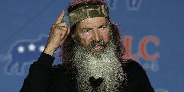 NEW ORLEANS, LA - MAY 29: Reality TV personality Phil Robertson speaks during the 2014 Republican Leadership Conference on May 29, 2014 in New Orleans, Louisiana. Members of the Republican Party are scheduled to speak at the 2014 Republican Leadership Conference, which hosts 1,500 delegates from across the country through May 31st. (Photo by Justin Sullivan/Getty Images)