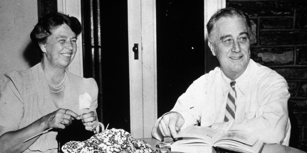 1941: Franklin Delano Roosevelt (1882 - 1945), the 32nd president of the United States relaxing at home with his wife Eleanor. Together with Winston Churchill and Joseph Stalin, he led the Allies to victory in World War II. (Photo by MPI/Getty Images)