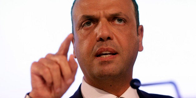 Italian Interior Minister Angelino Alfano speaks at a press conference during an informal meeting on Justice and Home Affairs in Milan, Italy Tuesday, July 8, 2014, part of a two-day meeting of the EU Interior Ministers on immigration, gender-based violence and personal data protection under the Italian Presidency semester of the European Union. (AP Photo/Luca Bruno)