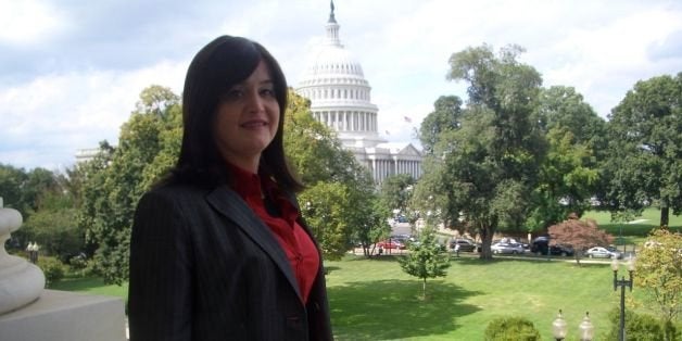 Vandy Beth Glenn on the balcony outside Rep John Lewis' office in the Cannon House Office Building.