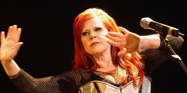 Singer Kate Pierson of The B-52's performs at Madison Square Garden on Thursday, Aug. 7, 2008 in New York. (AP Photo/Evan Agostini)