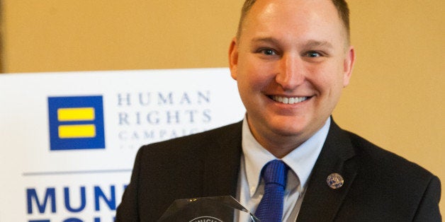 IMAGE DISTRIBUTED FOR HUMAN RIGHTS CAMPAIGN - Chris Seelbach is seen at MEI Launch, on Wednesday, November 12, 2014 in Cincinnati, OH. (Matthew Allen/AP Images for Human Rights Campaign)