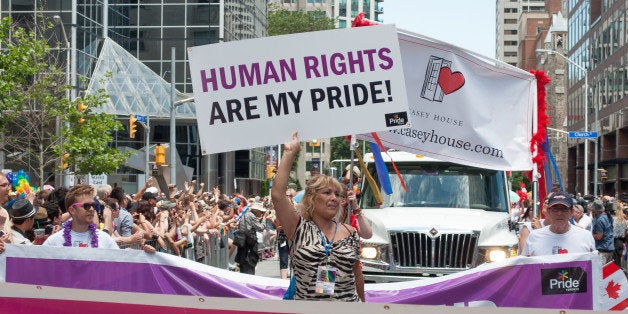 TORONTO, CANADA - 2013/06/30: Marcela Romero is the International Grand Marshal of the 33rd edition of Pride Parade and heads the demonstration in Yonge Street. The Pride Parade celebrates the history, courage, diversity and future of the Lesbian, Gay, and Bisexual Allies. (Photo by Roberto Machado Noa/LightRocket via Getty Images)