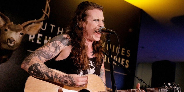 WEST HOLLYWOOD, CA - OCTOBER 09: Musician Laura Jane Grace performs onstage during the AOL Originals Fall Premiere Event at Palihouse Holloway on October 9, 2014 in West Hollywood, California. (Photo by Mike Windle/Getty Images for AOL)