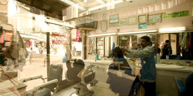 A barbershop in the city center, Kuwait.