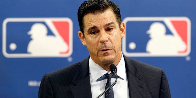 Former major league outfielder Billy Bean speaks during a news conference at baseball's All-Star game, Tuesday, July 15, 2014, in Minneapolis. Major League Baseball has appointed Bean, who came out as gay after his playing career, to serve as a consultant in guiding the sport toward greater inclusion and equality. (AP Photo/Paul Sancya)