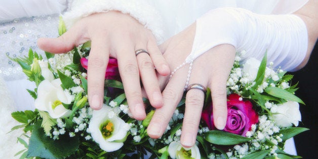 Lesbian Wedding - Newlywed Women Showing their Rings