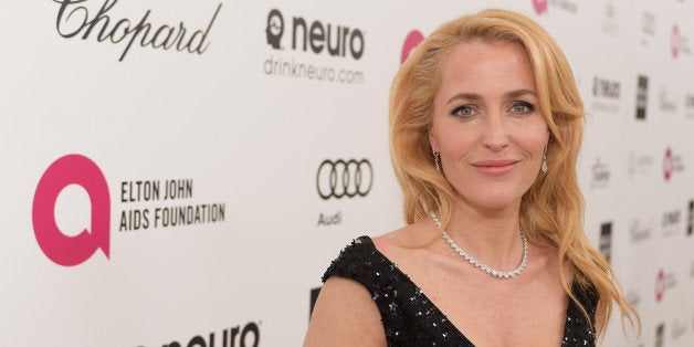 LOS ANGELES, CA - FEBRUARY 22: Actress Gillian Anderson attends the 23rd Annual Elton John AIDS Foundation Academy Awards vi