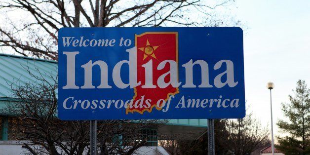 CLARKSVILLE, IND - NOVEMBER 24: 'Welcome To Indiana' billboard, in Clarksville, Indiana on NOVEMBER 24, 2013. (Photo By Raymond Boyd/Getty Images) 