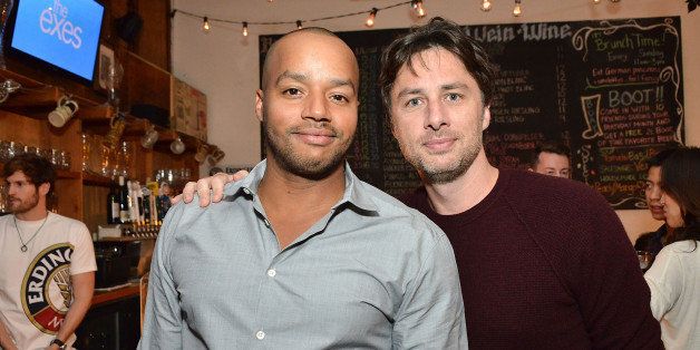 LOS ANGELES, CA - OCTOBER 27: Donald Faison and Zach Braff attend 'The Exes' - Season 4, which premieres November 5 at 10:30p ET/PT, at Wirtshaus LA on October 27, 2014 in Los Angeles, California. (Photo by Araya Diaz/Getty Images for TV Land)