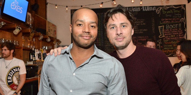 LOS ANGELES, CA - OCTOBER 27: Donald Faison and Zach Braff attend 'The Exes' - Season 4, which premieres November 5 at 10:30
