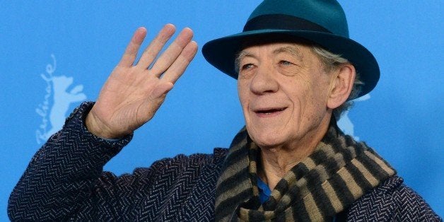 British actor Sir Ian McKellen poses for photographers during a photocall of the film 'Mr Holmes' presented in the competition of the 65th Berlin International Film Festival Berlinale in Berlin, on February 8, 2015. AFP PHOTO / JOHN MACDOUGALL (Photo credit should read JOHN MACDOUGALL/AFP/Getty Images)