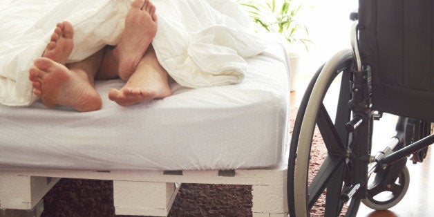 Impaired person having sex in the bed.
