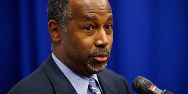 Republican presidential candidate Dr. Ben Carson speaks at a news conference Sunday, Nov. 15, 2015, in Henderson, Nev. (AP Ph