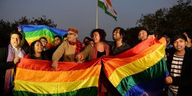 Indian gay rights activists celebrate after the country's Supreme Court agreed to review a decision which criminalises gay sex in New Delhi on February 2, 2016. India's top court agreed to review a decision which criminalises gay sex, sparking hope among campaigners that the colonial-era law will eventually be overturned in the world's biggest democracy. AFP PHOTO / SAJJAD HUSSAIN / AFP / SAJJAD HUSSAIN (Photo credit should read SAJJAD HUSSAIN/AFP/Getty Images)