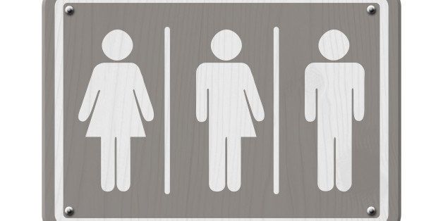 Transgender Sign, Gray and White Sign with a woman, male and transgender symbol