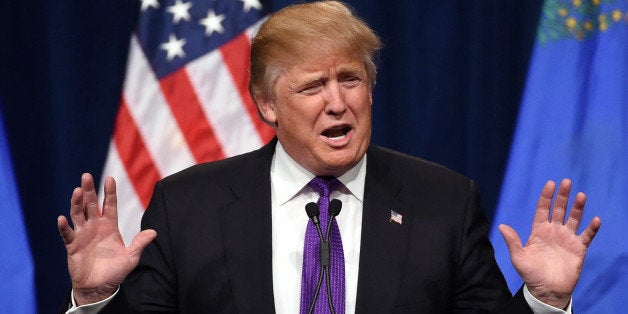 LAS VEGAS, NV - FEBRUARY 23: Republican presidential candidate Donald Trump speaks at a caucus night watch party at the Treasure Island Hotel & Casino on February 23, 2016 in Las Vegas, Nevada. The New York businessman won his third state victory in a row in the 'first in the West' caucuses. (Photo by Ethan Miller/Getty Images)