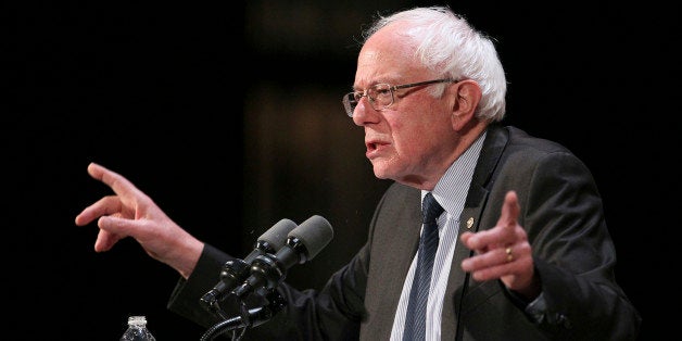 Vermont Sen. Bernie Sanders addresses his supporters during a presidential campaign rally at the Akron Civic Theatre in Akron