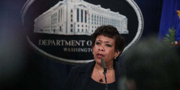 WASHINGTON, DC - MARCH 24: U.S. Attorney General Loretta Lynch speaks during a news conference for announcing a law enforcement action March 24, 2016 in Washington, DC. A grand jury in the Southern District of New York has indicted seven Iranian who were employed by two Iran-based computer companies that performed work on behalf of the Iranian Government, on computer hacking charges related to their involvement in an extensive campaign of over 176 days of distributed denial of service (DDoS) attacks. (Photo by Alex Wong/Getty Images)