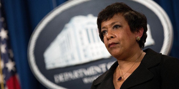 WASHINGTON, DC - MAY 9: U.S. Attorney General Loretta Lynch looks on after announcing federal action related to North Carolin