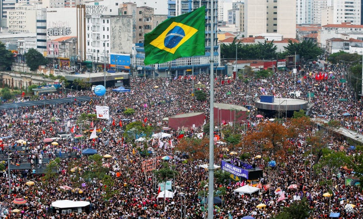 'Not Him!': Tens Of Thousands Of Brazilians Protest Far-Right ...
