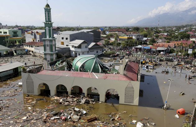 A mosque was badly damaged.