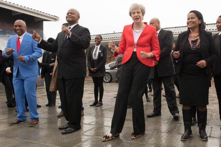 Theresa May dancing on a recent trip to Cape Town.