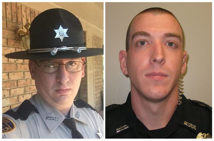 Patrolman James White, 35, and Corporal Zach Moak, 31, were killed in a shootout with a suspect on Saturday, authorities said.