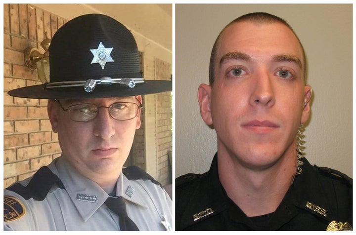 Patrolman James White, 35, and Corporal Zach Moak, 31, were killed Saturday in a shootout with a suspect, authorities said.