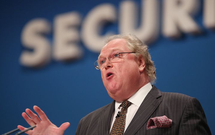 Lord Digby Jones addresses the Tory conference in Birmingham