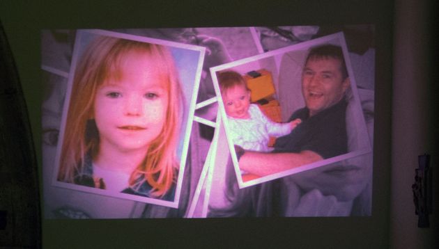 Images of the McCann family are shown during a special service at the Church of Nossa Senhora da Luz in Praia Da Luz, Portugal, to mark the 10th anniversary of Madeleine McCann's disappearance.