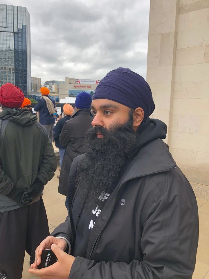 Gurpreet Johal addresses Sikh protesters in Birmingham over the continued detention of his brother Jagtar Johal in India on suspected terrorism charges