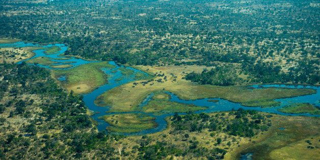BOTSWANA - 2014/06/14: Aerial view of the Okavango Delta in northern part of Botswana. (Photo by Wolfgang Kaehler/LightRocket via Getty Images)