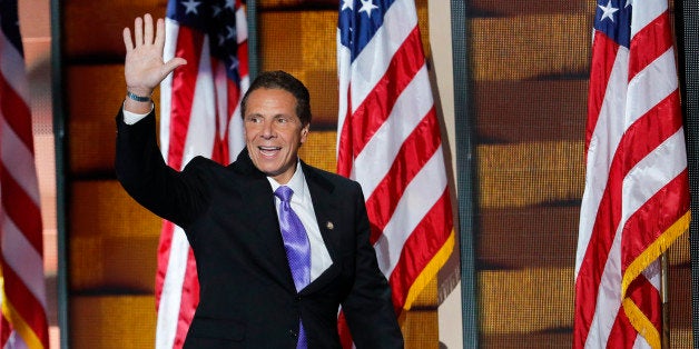 Gov. Andrew Cuomo, D-NY, waves to delegates as he walks on stage during the final day of the Democratic National Convention in Philadelphia , Thursday, July 28, 2016. (AP Photo/J. Scott Applewhite)