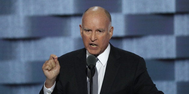 California Governor Jerry Brown speaks on the third day of the Democratic National Convention in Philadelphia, Pennsylvania,