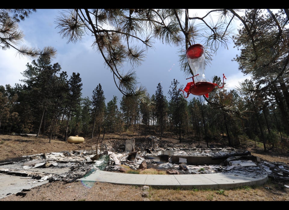 A birdfeeder hangs in front of a home d