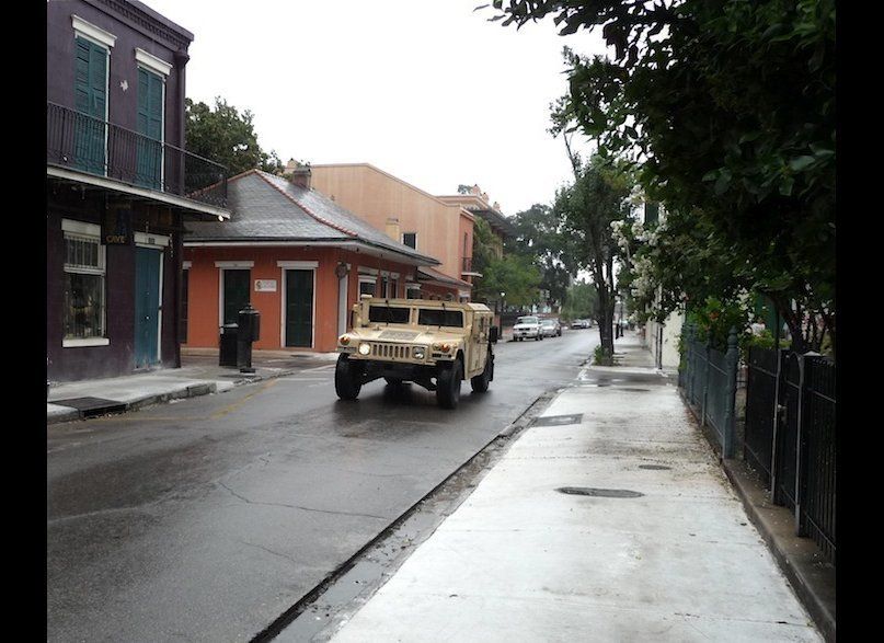 National Guard Humvees hit the French Quarter