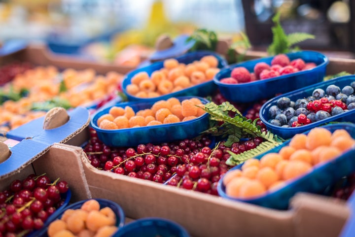 close up of market produce at a ...