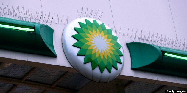 A logo sits on the side of a roof at a BP gas station, operated by BP Plc, in Upminster, U.K., on Thursday, Feb. 28, 2013. BP Plc's push to maximize profits and cut costs at the Macondo well was a 'root cause' of the explosion that led to the 2010 Gulf of Mexico oil spill, a safety expert who studied the disaster said. Photographer: Chris Ratcliffe/Bloomberg via Getty Images