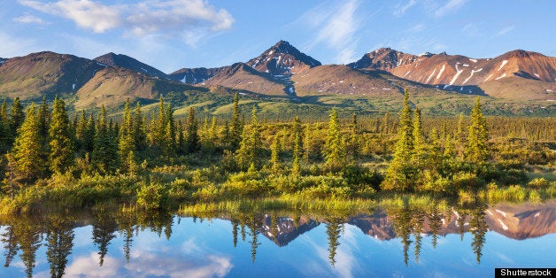 serenity lake in tundra on...