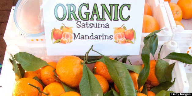 Organic Satsuma manarins at farmers market