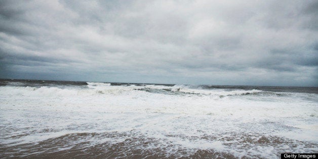 Beach and Approaching Hurricane Sandy, Point Pleasant, New Jersey, USA