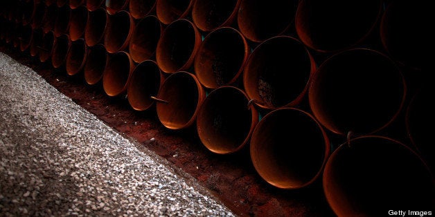 CUSHING, OK - MARCH 22: Pipe is stacked at the southern site of the Keystone XL pipeline on March 22, 2012 in Cushing, Oklahoma. U.S. President Barack Obama is pressing federal agencies to expedite the section of the Keystone XL pipeline between Oklahoma and the Gulf Coast. (Photo by Tom Pennington/Getty Images)