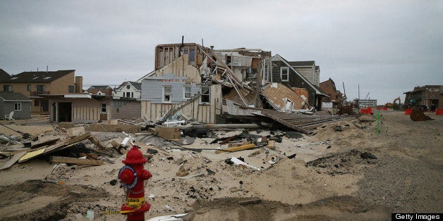 ORTLEY BEACH, NJ - MAY 05: Many homes remain damaged and mostly untouched since Superstorm Sandy hit the coastline, May 5, 2013 in Ortley Beach, New Jersey. Superstorm Sandy slammed into the New Jersey coastline six-months ago causing approximately $29.4 billion in damage. (Photo by Mark Wilson/Getty Images)