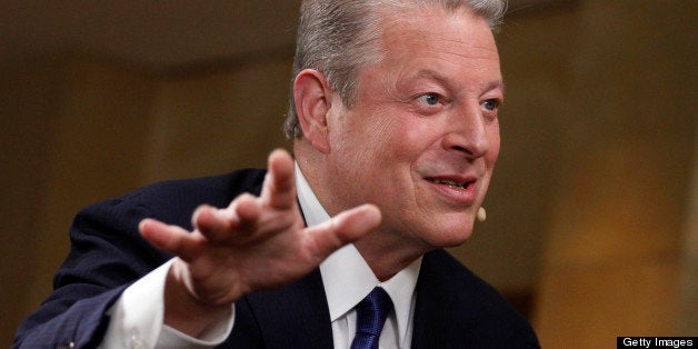 Former U.S. Vice President Al Gore speaks during an interview at the annual Milken Institute Global Conference in Beverly Hills, California, U.S., on Tuesday, April 30, 2013. American democracy has been 'hacked' by the influence of money in politics and that he hopes activist investors will continue to exert influence on corporations globally to act in civically responsible ways. Photographer: Jonathan Alcorn/Bloomberg via Getty Images
