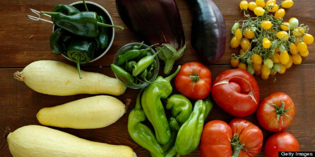 Various vegetables from a summer harvest.