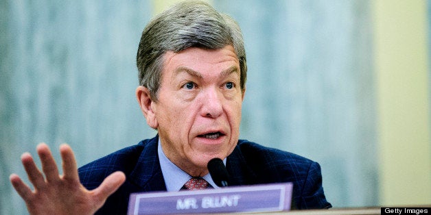 Senator Roy Blunt, a Republican from Missouri, questions Penny Pritzker during her confirmation hearing before the Senate Commerce, Science and Transportation Committee in Washington, D.C., U.S., on Thursday, May 23, 2013. Pritzker probably will be confirmed as Commerce secretary, Senator John Thune of South Dakota, top Republican on the Senate panel, said after she testified. Photographer: Pete Marovich/Bloomberg via Getty Images