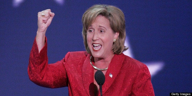 NEW YORK, NY - AUGUST 30: Republican National Committee Co-Chairman Ann Wagner speaks at the beginning of the Republican National Convention August 30, 2004 at Madison Square Garden in New York City. (Photo by Alex Wong/Getty Images)